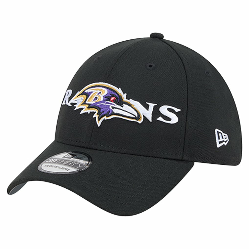 Baltimore Ravens New Era Overlap Logo 39THIRTY Stretch Fit Hat - Black - NFL