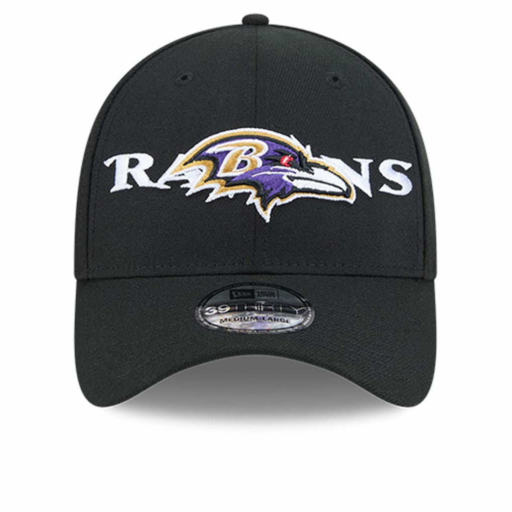 Baltimore Ravens New Era Overlap Logo 39THIRTY Stretch Fit Hat - Black - NFL