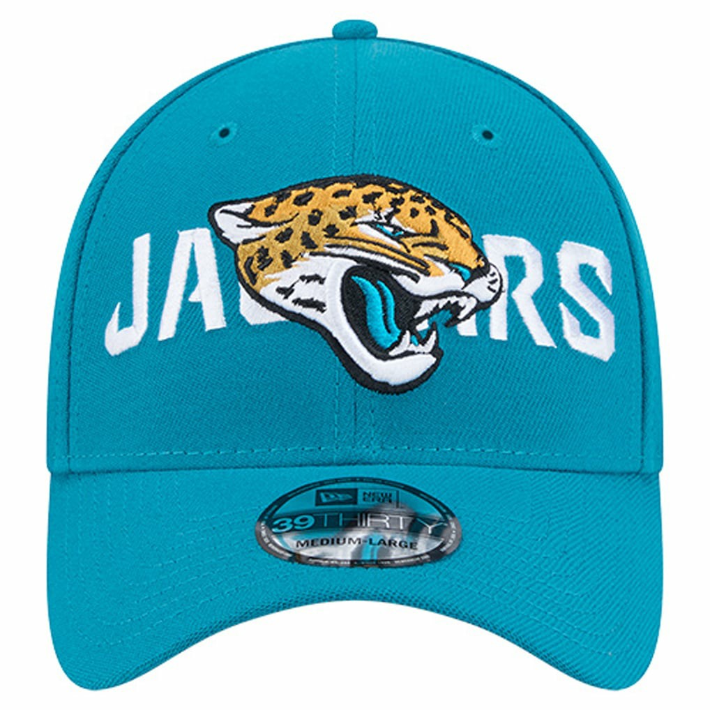 Jacksonville Jaguars New Era Overlap Logo 39THIRTY Stretch Fit Hat - Teal - NFL