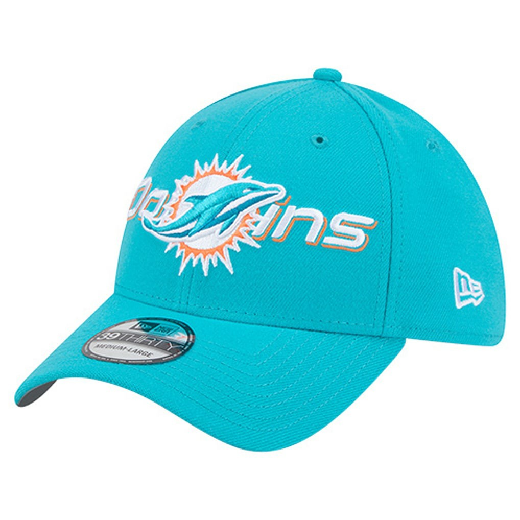 Miami Dolphins New Era Overlap Logo 39THIRTY Stretch Fit Hat - Aqua - NFL