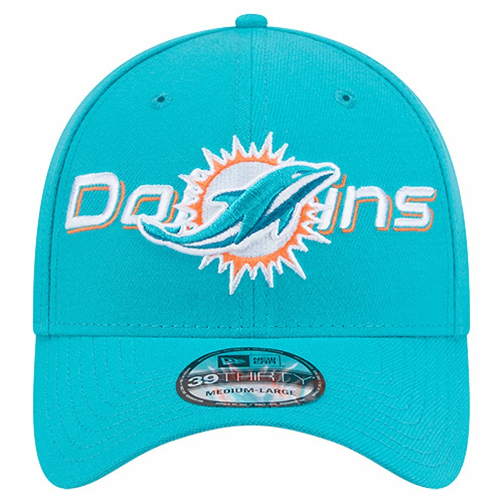 Miami Dolphins New Era Overlap Logo 39THIRTY Stretch Fit Hat - Aqua - NFL