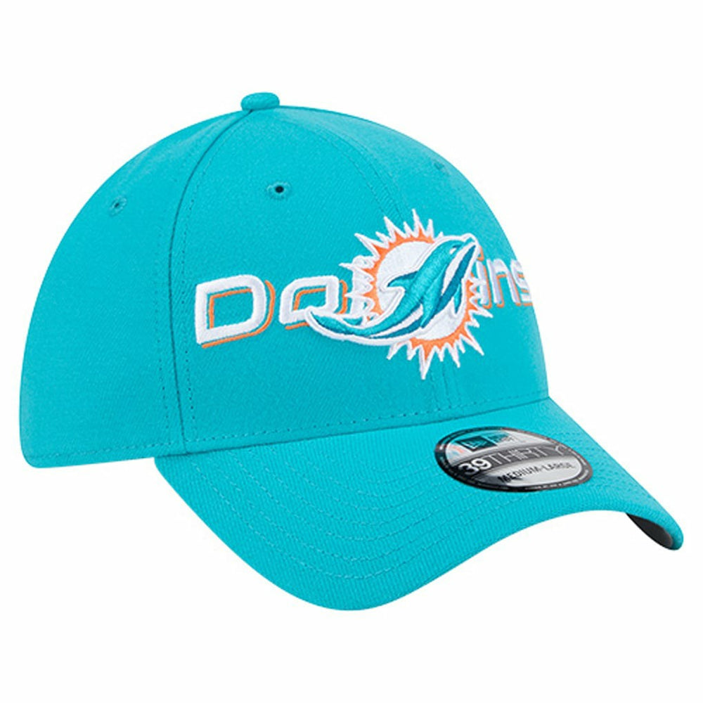 Miami Dolphins New Era Overlap Logo 39THIRTY Stretch Fit Hat - Aqua - NFL