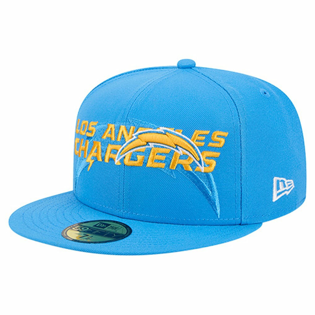 Los Angeles Chargers New Era Overlap Wordmark 59FIFTY Fitted Hat - Powder Blue - NFL