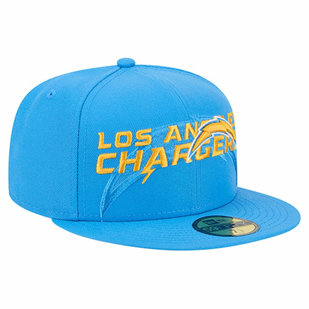 Los Angeles Chargers New Era Overlap Wordmark 59FIFTY Fitted Hat - Powder Blue - NFL