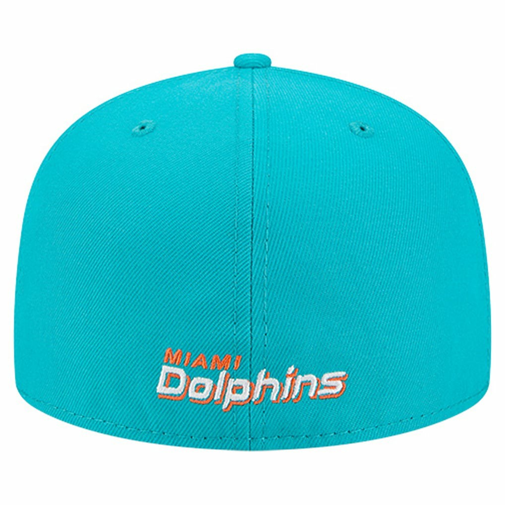 Miami Dolphins New Era Overlap Wordmark 59FIFTY Fitted Hat - Aqua - NFL