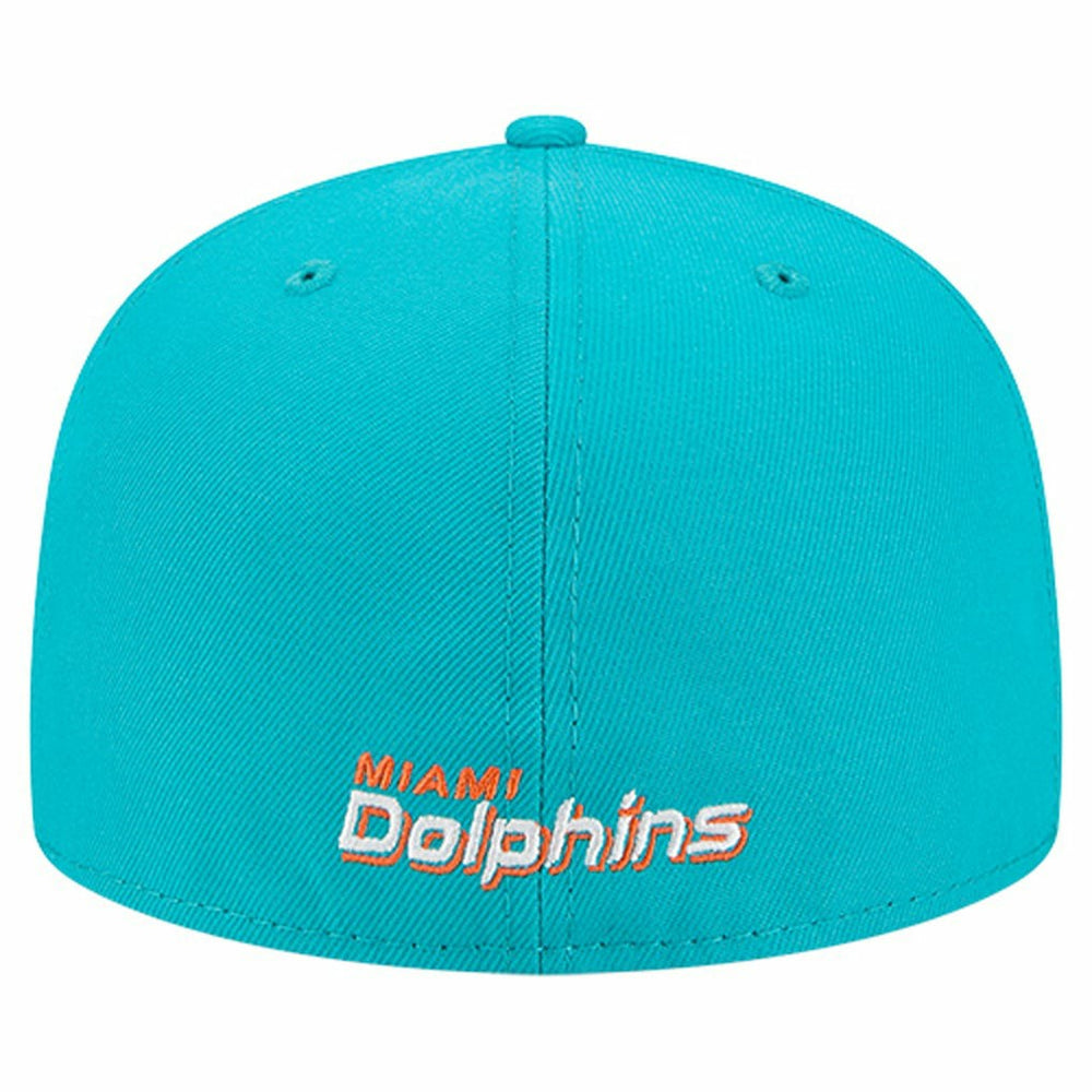 Miami Dolphins New Era Overlap Wordmark 59FIFTY Fitted Hat - Aqua - NFL