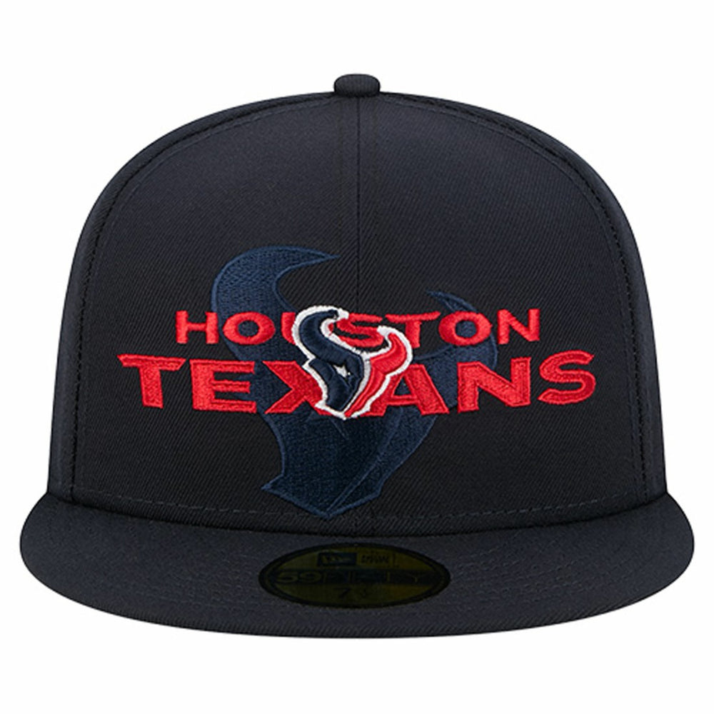 Houston Texans New Era Overlap Wordmark 59FIFTY Fitted Hat - Navy - NFL