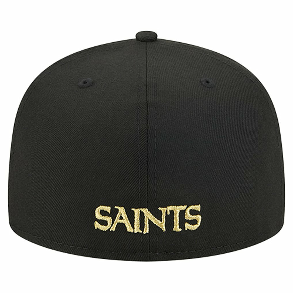 New Orleans Saints New Era Overlap Wordmark 59FIFTY Fitted Hat - Black - NFL