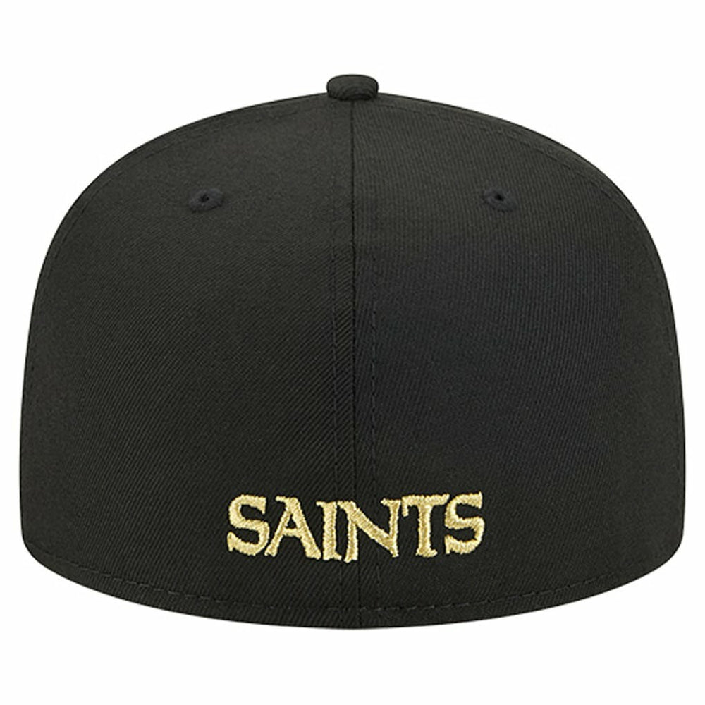 New Orleans Saints New Era Overlap Wordmark 59FIFTY Fitted Hat - Black - NFL