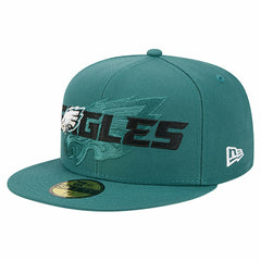 Philadelphia Eagles New Era Overlap Wordmark 59FIFTY Fitted Hat - Midnight Green - NFL