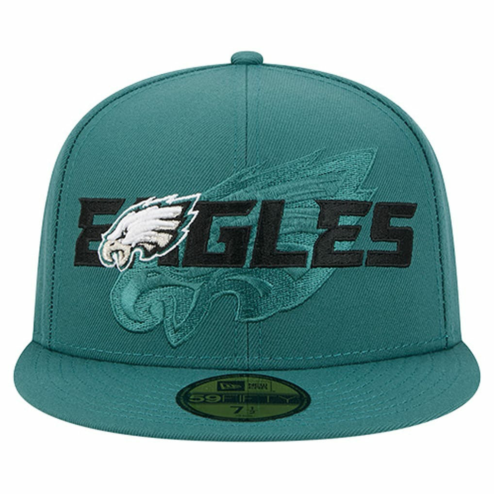Philadelphia Eagles New Era Overlap Wordmark 59FIFTY Fitted Hat - Midnight Green - NFL
