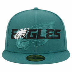 Philadelphia Eagles New Era Overlap Wordmark 59FIFTY Fitted Hat - Midnight Green - NFL