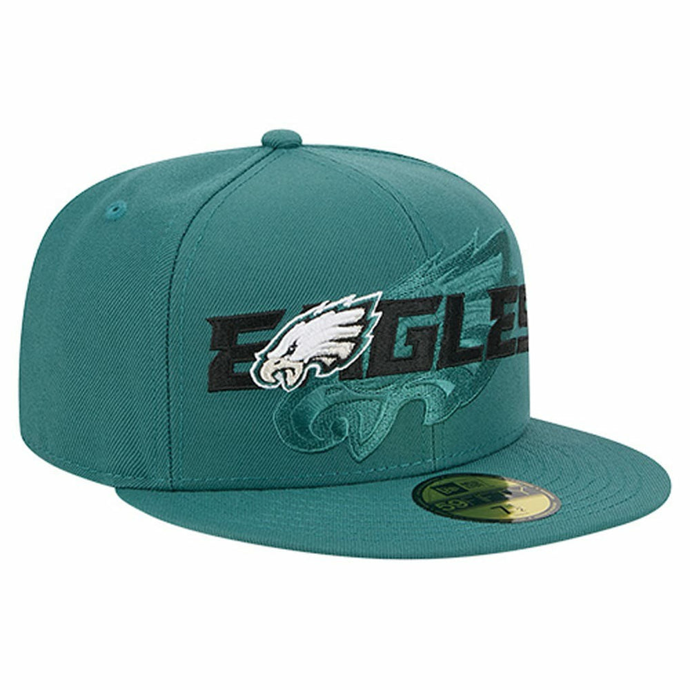 Philadelphia Eagles New Era Overlap Wordmark 59FIFTY Fitted Hat - Midnight Green - NFL