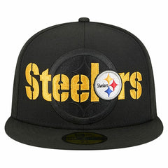 Pittsburgh Steelers New Era Overlap Wordmark 59FIFTY Fitted Hat - Black - NFL