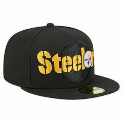 Pittsburgh Steelers New Era Overlap Wordmark 59FIFTY Fitted Hat - Black - NFL