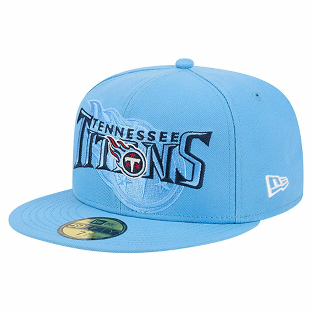 Tennessee Titans New Era Overlap Wordmark 59FIFTY Fitted Hat - Light Blue - NFL