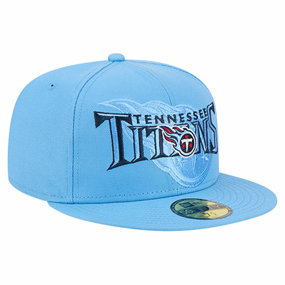Tennessee Titans New Era Overlap Wordmark 59FIFTY Fitted Hat - Light Blue - NFL