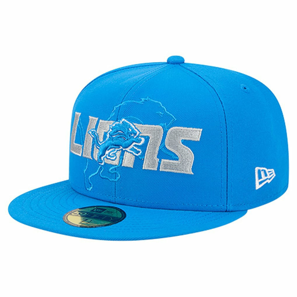 Detroit Lions New Era Overlap Wordmark 59FIFTY Fitted Hat - Blue - NFL