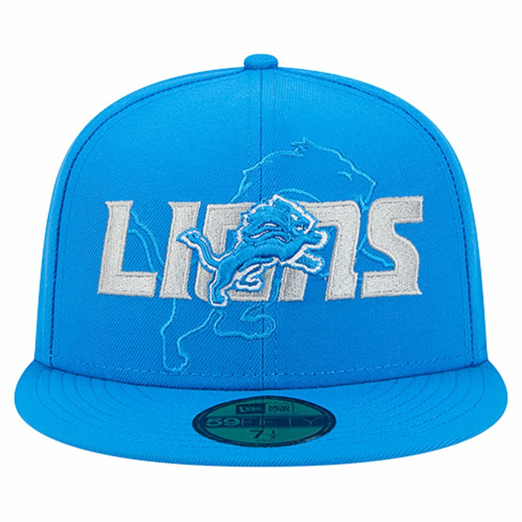 Detroit Lions New Era Overlap Wordmark 59FIFTY Fitted Hat - Blue - NFL