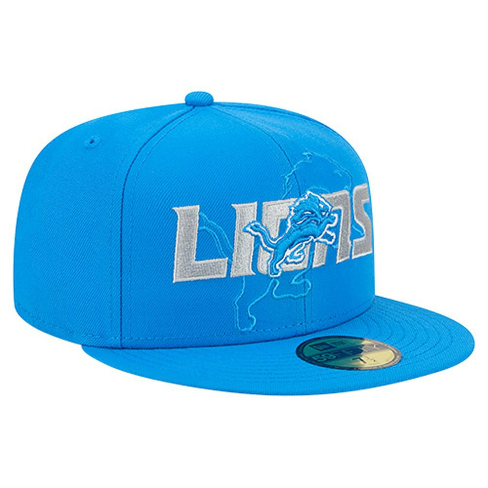 Detroit Lions New Era Overlap Wordmark 59FIFTY Fitted Hat - Blue - NFL