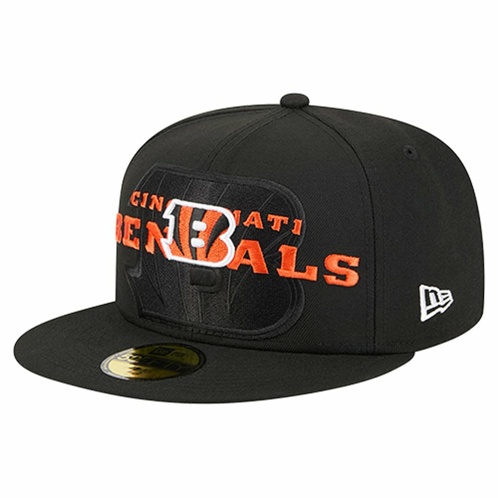 Cincinnati Bengals New Era Overlap Wordmark 59FIFTY Fitted Hat - Black - NFL