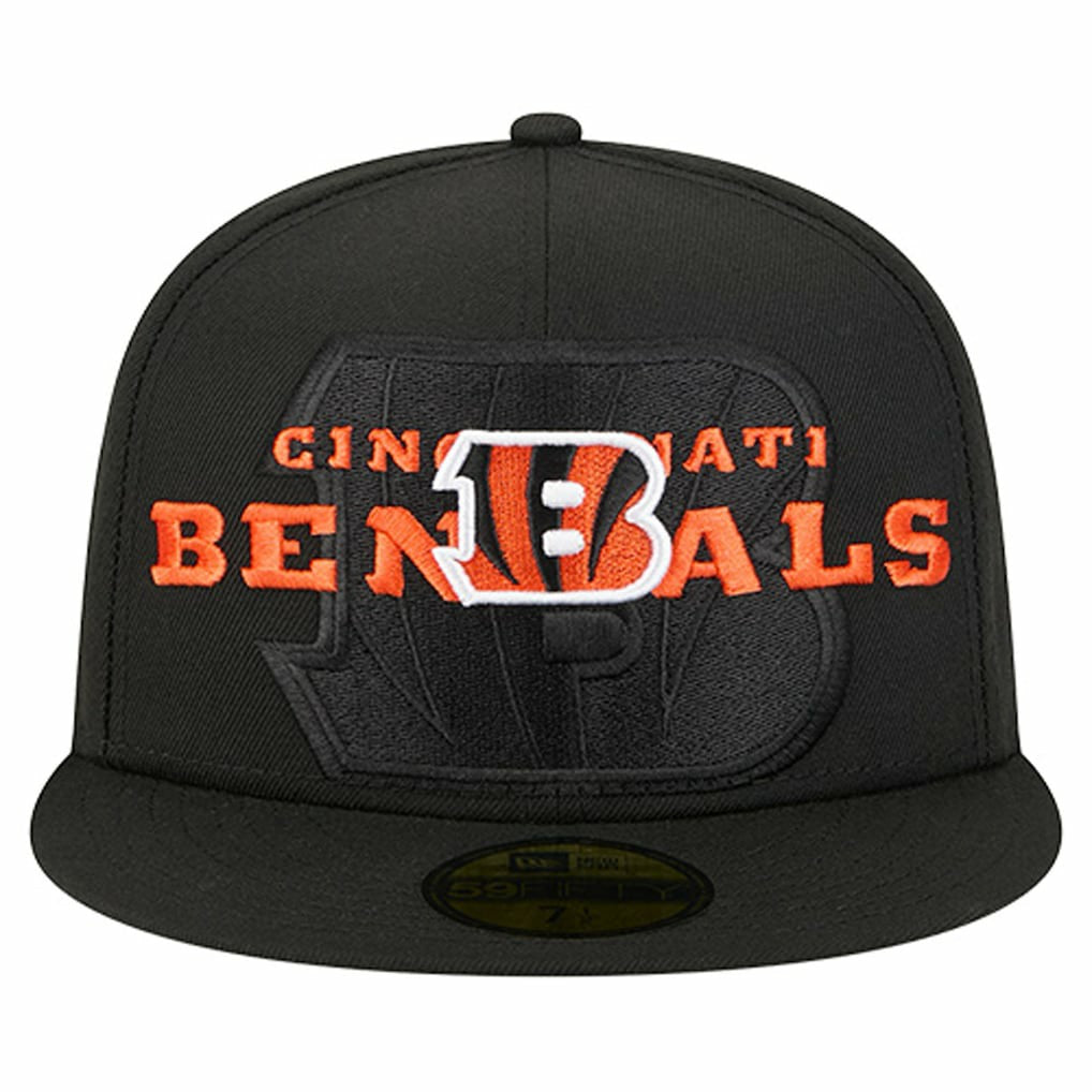 Cincinnati Bengals New Era Overlap Wordmark 59FIFTY Fitted Hat - Black - NFL