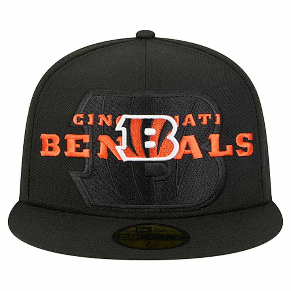 Cincinnati Bengals New Era Overlap Wordmark 59FIFTY Fitted Hat - Black - NFL