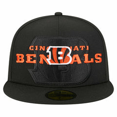 Cincinnati Bengals New Era Overlap Wordmark 59FIFTY Fitted Hat - Black - NFL