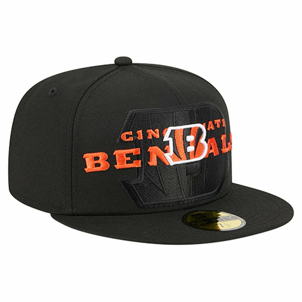 Cincinnati Bengals New Era Overlap Wordmark 59FIFTY Fitted Hat - Black - NFL