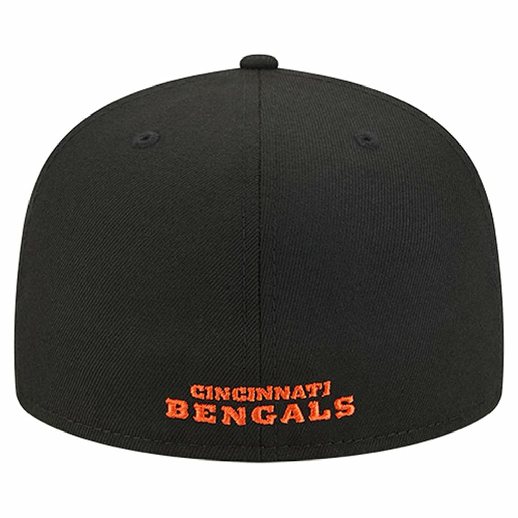 Cincinnati Bengals New Era Overlap Wordmark 59FIFTY Fitted Hat - Black - NFL