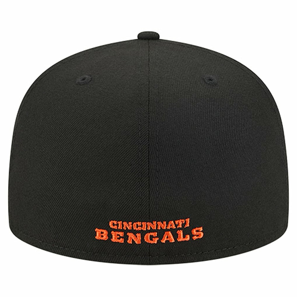 Cincinnati Bengals New Era Overlap Wordmark 59FIFTY Fitted Hat - Black - NFL