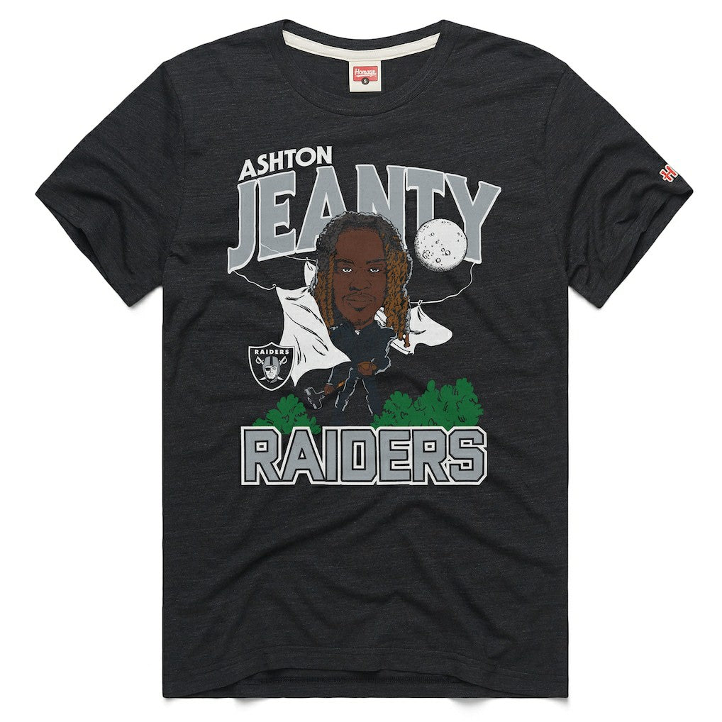 Ashton Jeanty Las Vegas Raiders Homage Unisex Caricature Player Graphic Tri-Blend T-Shirt - Charcoal - NFL