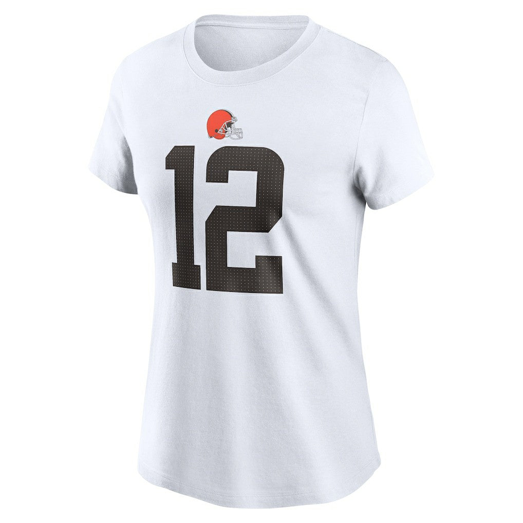 Shedeur Sanders Cleveland Browns Women's 2025 NFL Draft Name & Number T-Shirt - White - Nike