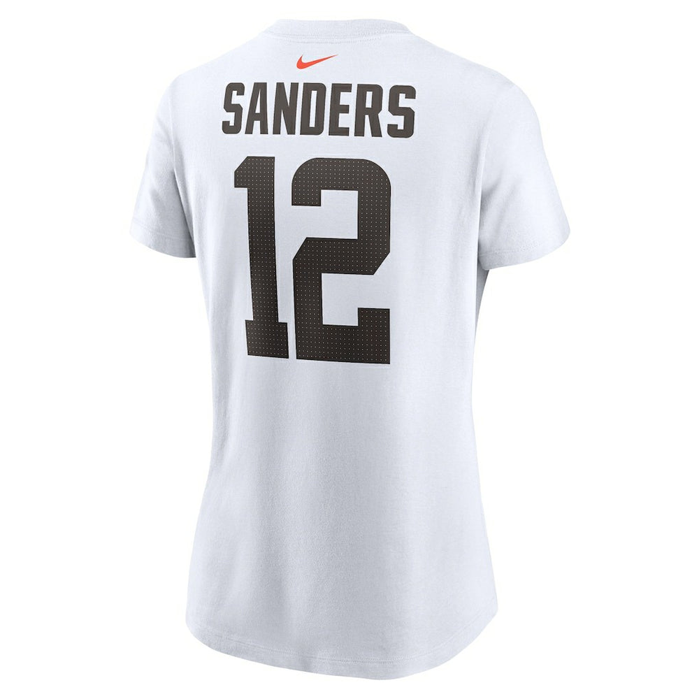 Shedeur Sanders Cleveland Browns Women's 2025 NFL Draft Name & Number T-Shirt - White - Nike