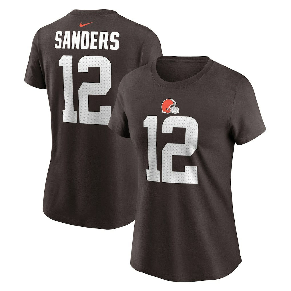 Shedeur Sanders Cleveland Browns Women's 2025 NFL Draft Name & Number T-Shirt - Brown - Nike