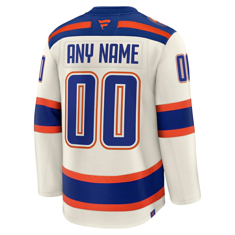 Edmonton Oilers Fanatics Alternate Premium Custom Jersey - Light Beige | Fanatics Lifestyle