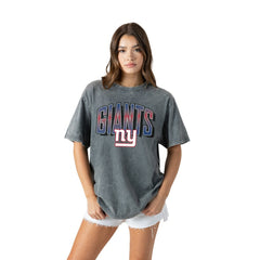 New York Giants Gameday Couture Women's Peak Performance Oversized Snow Wash T-Shirt - Gray - NFL