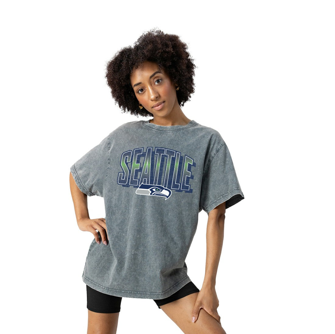 Seattle Seahawks Gameday Couture Women's Peak Performance Oversized Snow Wash T-Shirt - Gray - NFL