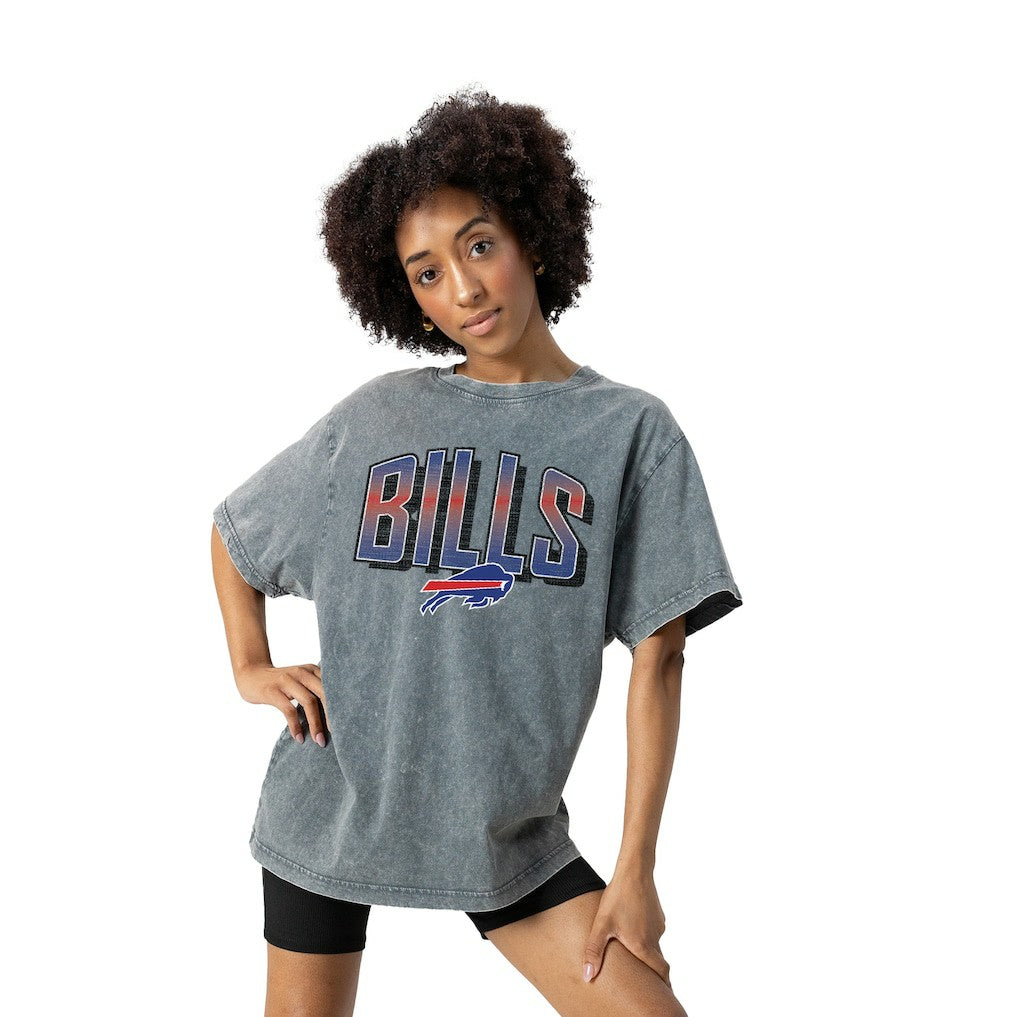 Buffalo Bills Gameday Couture Women's Peak Performance Oversized Snow Wash T-Shirt - Gray - NFL