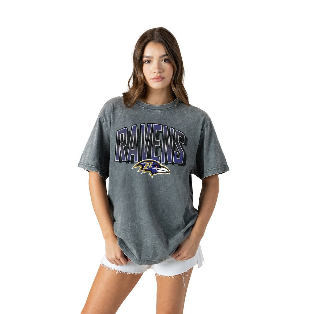 Baltimore Ravens Gameday Couture Women's Peak Performance Oversized Snow Wash T-Shirt - Gray - NFL