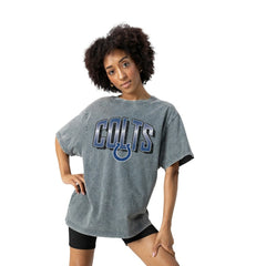 Indianapolis Colts Gameday Couture Women's Peak Performance Oversized Snow Wash T-Shirt - Gray - NFL