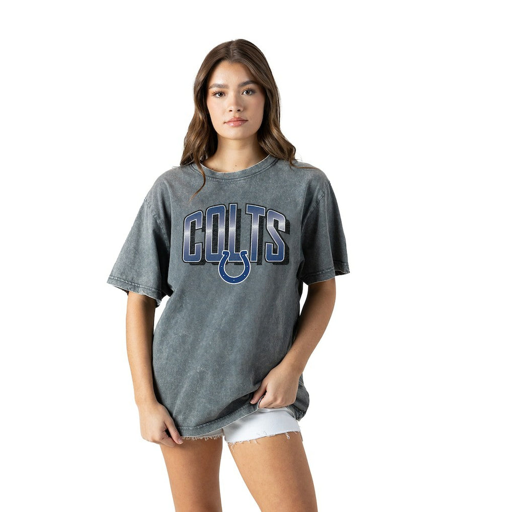 Indianapolis Colts Gameday Couture Women's Peak Performance Oversized Snow Wash T-Shirt - Gray - NFL