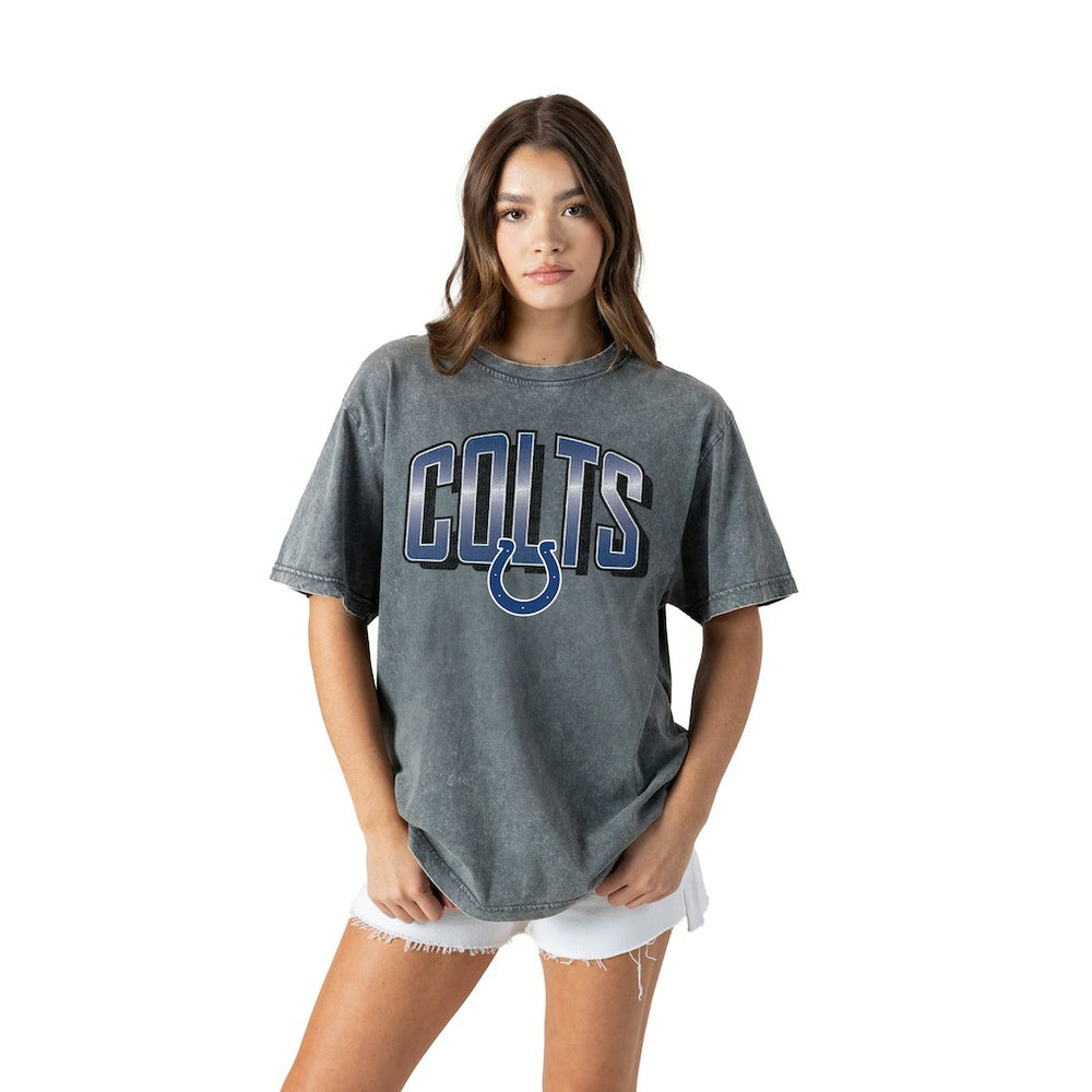 Indianapolis Colts Gameday Couture Women's Peak Performance Oversized Snow Wash T-Shirt - Gray - NFL
