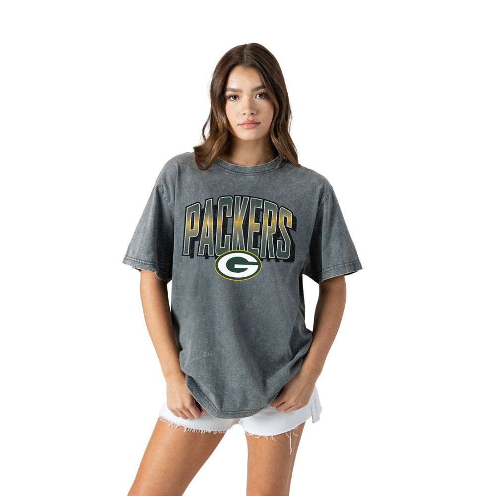Green Bay Packers Gameday Couture Women's Peak Performance Oversized Snow Wash T-Shirt - Gray - NFL
