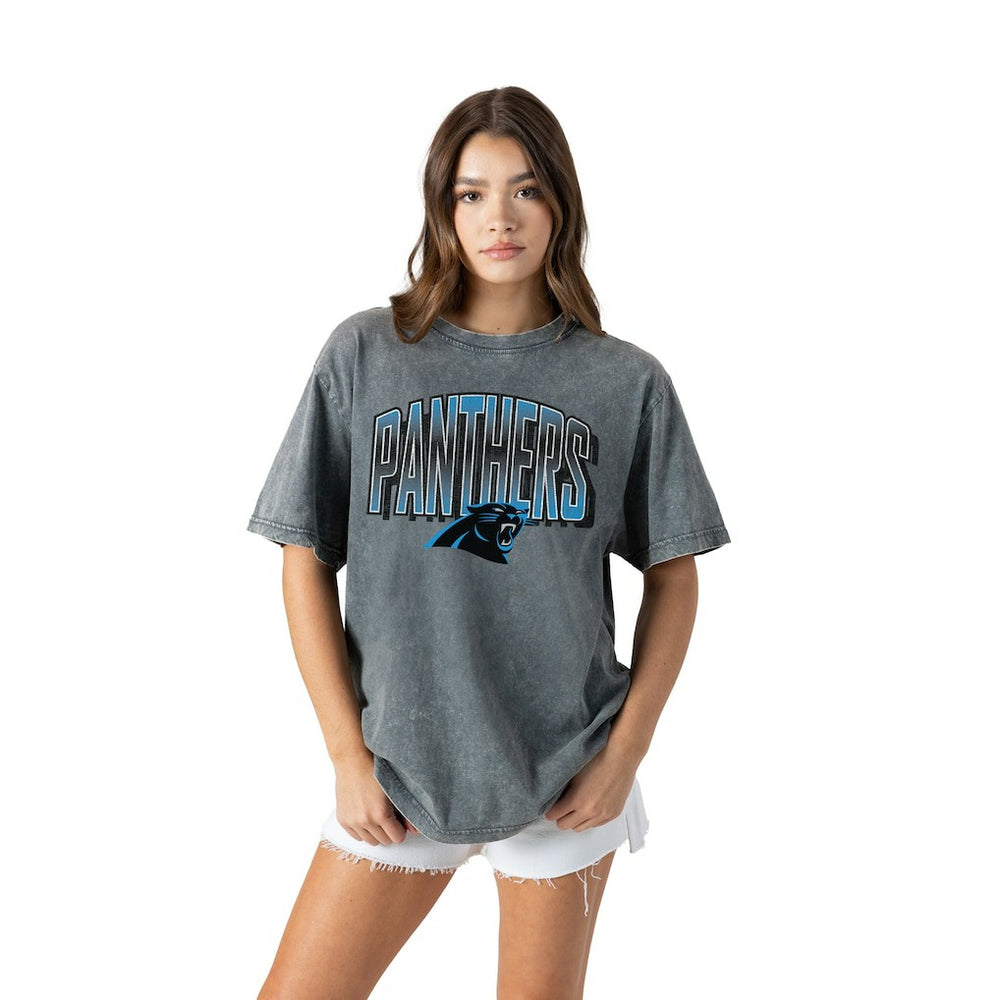Carolina Panthers Gameday Couture Women's Peak Performance Oversized Snow Wash T-Shirt - Gray - NFL