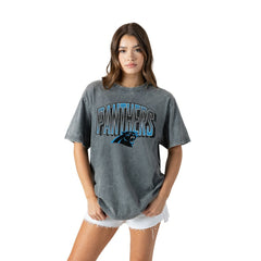 Carolina Panthers Gameday Couture Women's Peak Performance Oversized Snow Wash T-Shirt - Gray - NFL