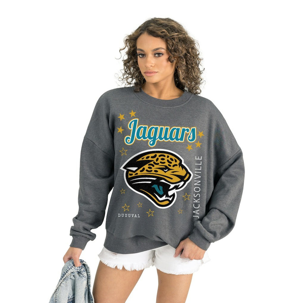 Jacksonville Jaguars Gameday Couture Women's Ready to Rumble Premium Fleece Pullover Sweatshirt - Gray - NFL