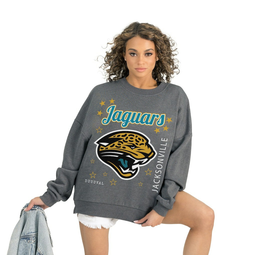 Jacksonville Jaguars Gameday Couture Women's Ready to Rumble Premium Fleece Pullover Sweatshirt - Gray - NFL