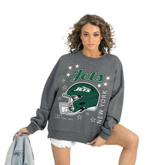New York Jets Gameday Couture Women's Ready to Rumble Premium Fleece Pullover Sweatshirt - Gray - NFL