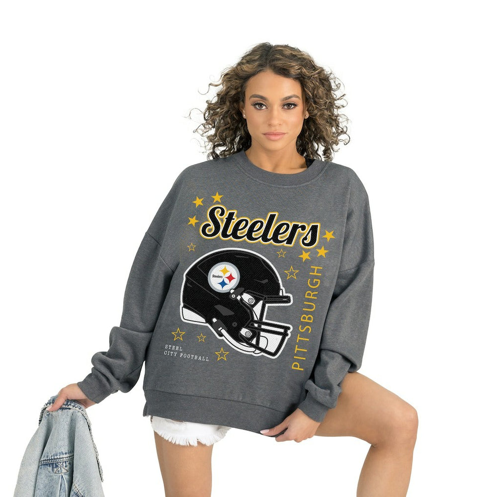 Pittsburgh Steelers Gameday Couture Women's Ready to Rumble Premium Fleece Pullover Sweatshirt - Gray - NFL
